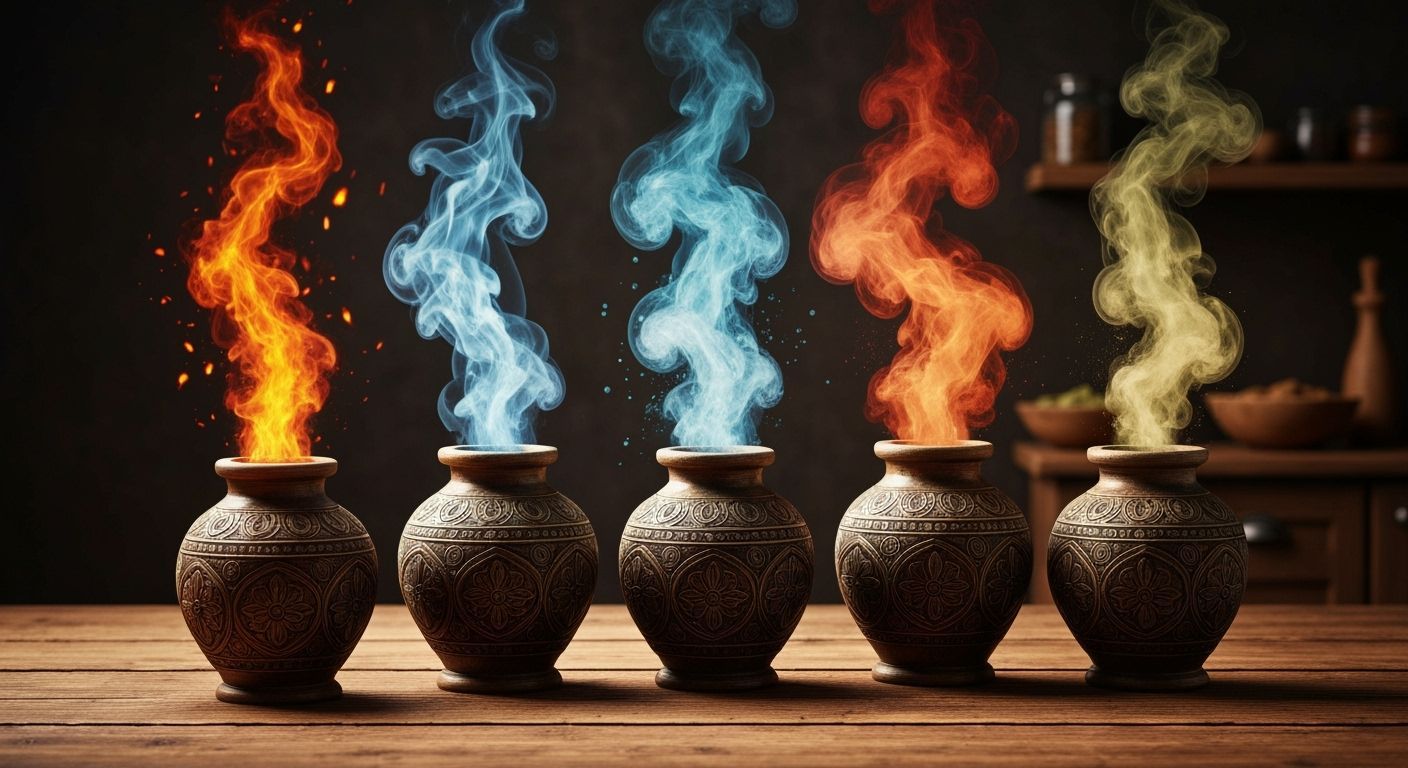 Magical Elemental Spice Jars on Kitchen Table