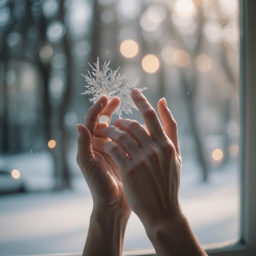 Blurred Hand on Frosted Glass in Soft Focus