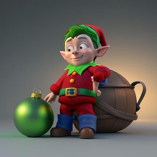 Festive Christmas Elf in 3D Digital Art