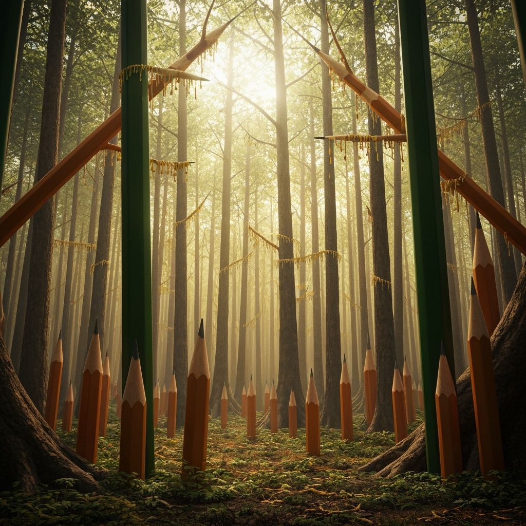 Enchanted Pencil Forest Drips Golden Words