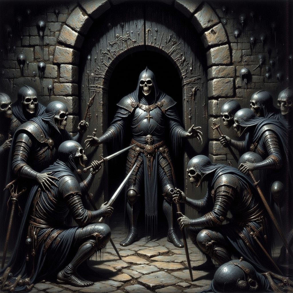 Grimdark Knights Breach Gothic Castle Gate in Epic Battle