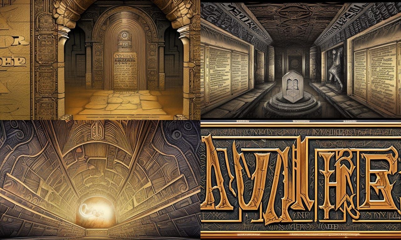 A cryptographic image of cypher text, etched into the walls of an ancient tomb, Mark Brooks and Dan Mumford, comic book ...