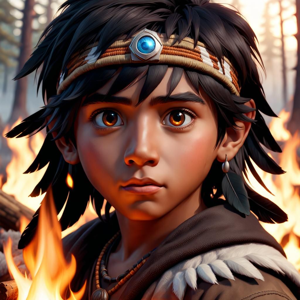 A cute Native American boy