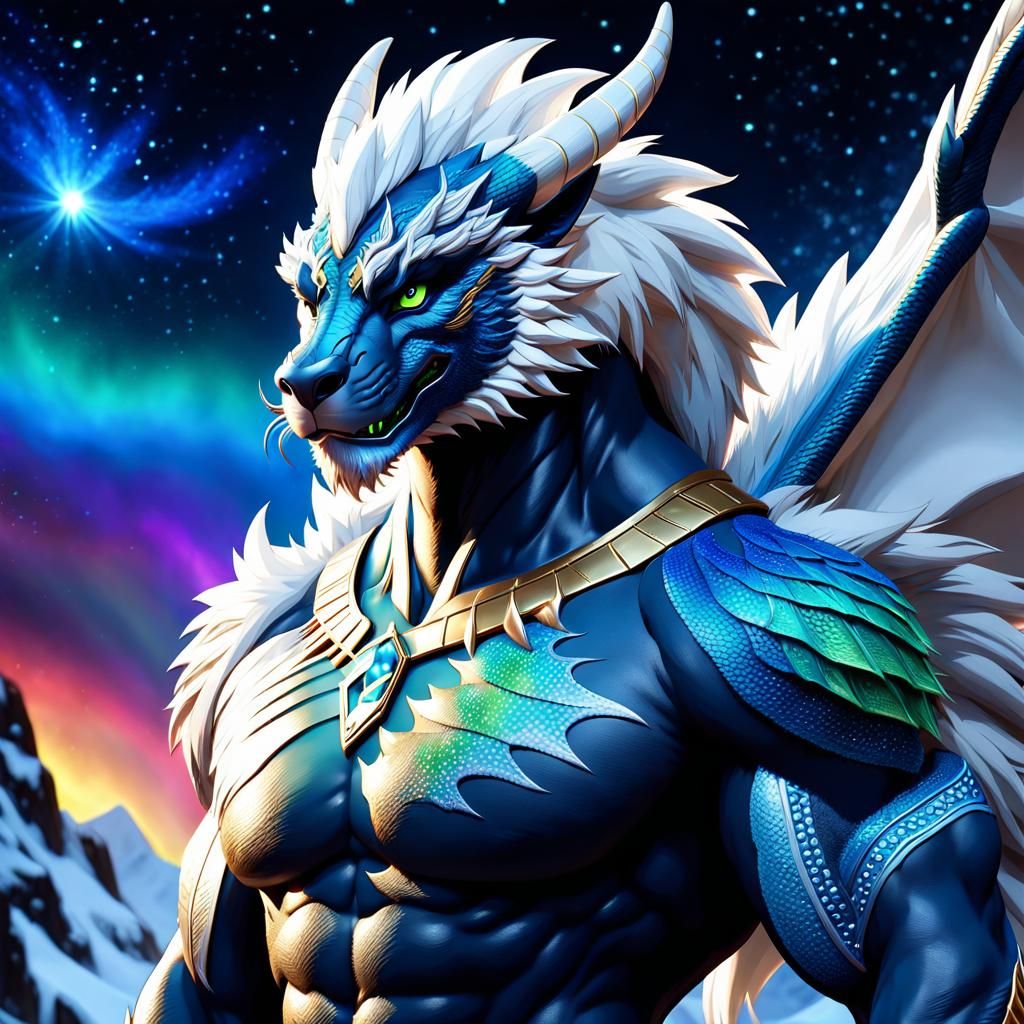 Detailed 3D Anthro Dragon Portrait in Impasto Style