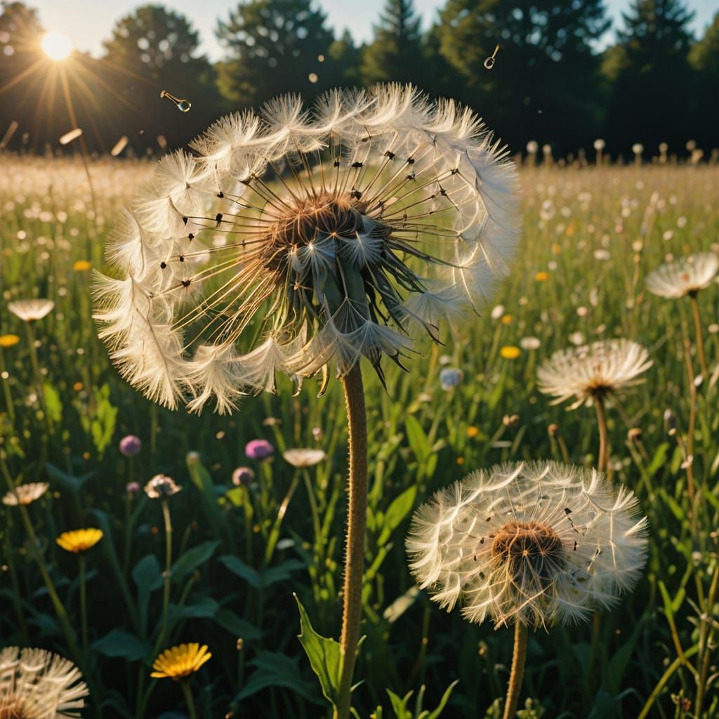 Dandelions in Whimsical Wildflower Meadow