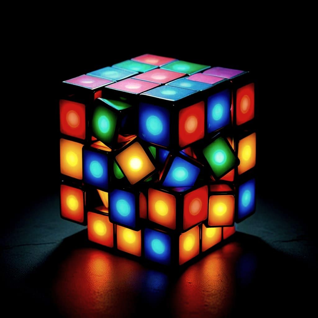 Surreal Cubes Scene Lit by Mysterious Glows