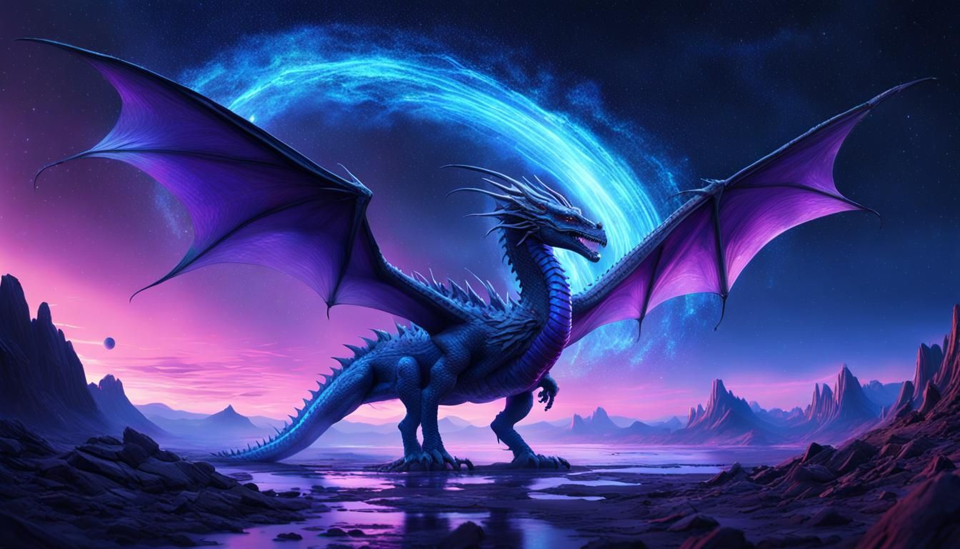 Goddess Dragon Soaring Through Starry Expanse