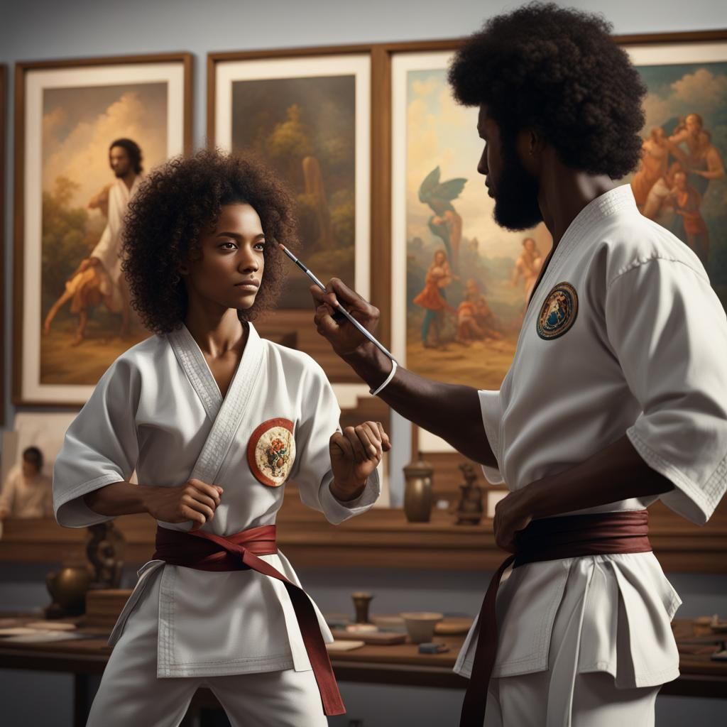 1970s Museum: Karate Students in Matte Painting Style