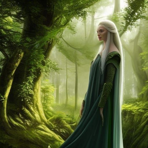 Galadriel Portrait in Fantasy Art Style