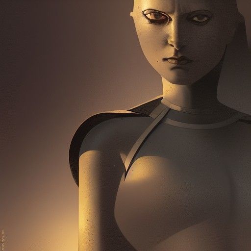 Desert Android with Blade in Pinup Style