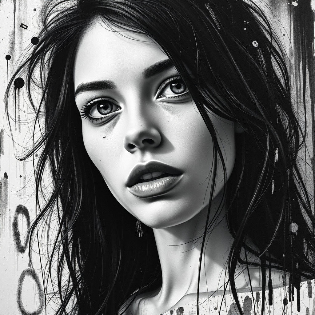 Monochrome Portrait of a Woman in Astonishment