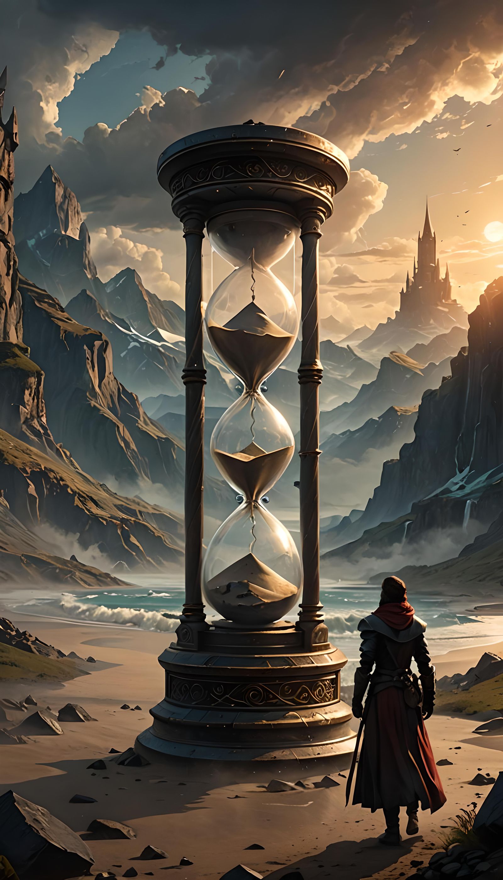 Hourglass Sanction: Fantasy Artwork in Cinematic Style