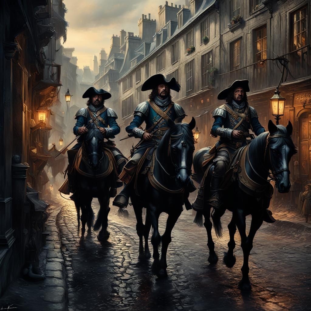 Paris Musketeers: Dark Fantasy Art in Baroque Style
