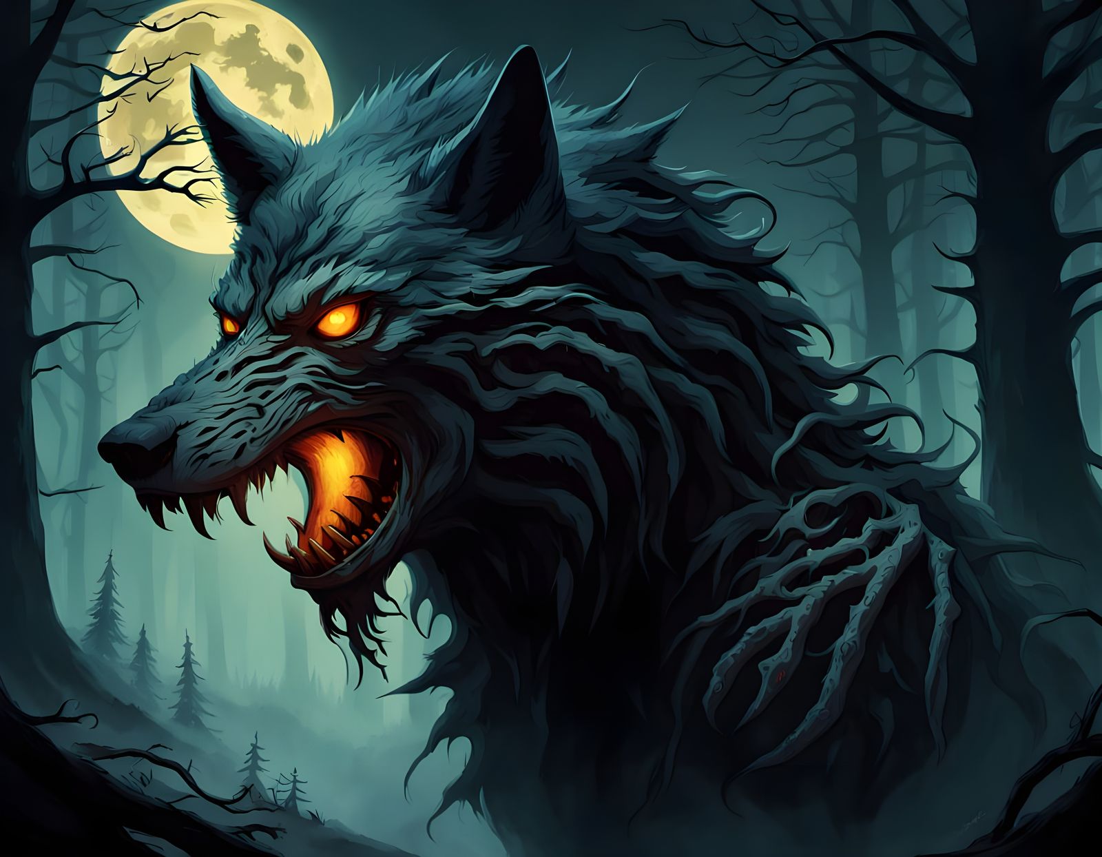 Eerie Skinwalker Emerges Under Full Moon