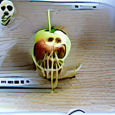 Eerie Apple Skeleton: A Macabre Fruit Creation