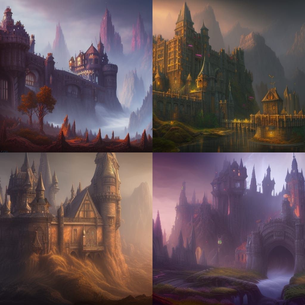 Fantastical Castle Matte Painting in Deep Color