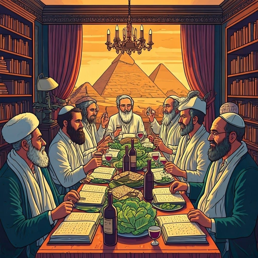 Ultra-Orthodox Gathering Around a Festive Table in Ancient E...