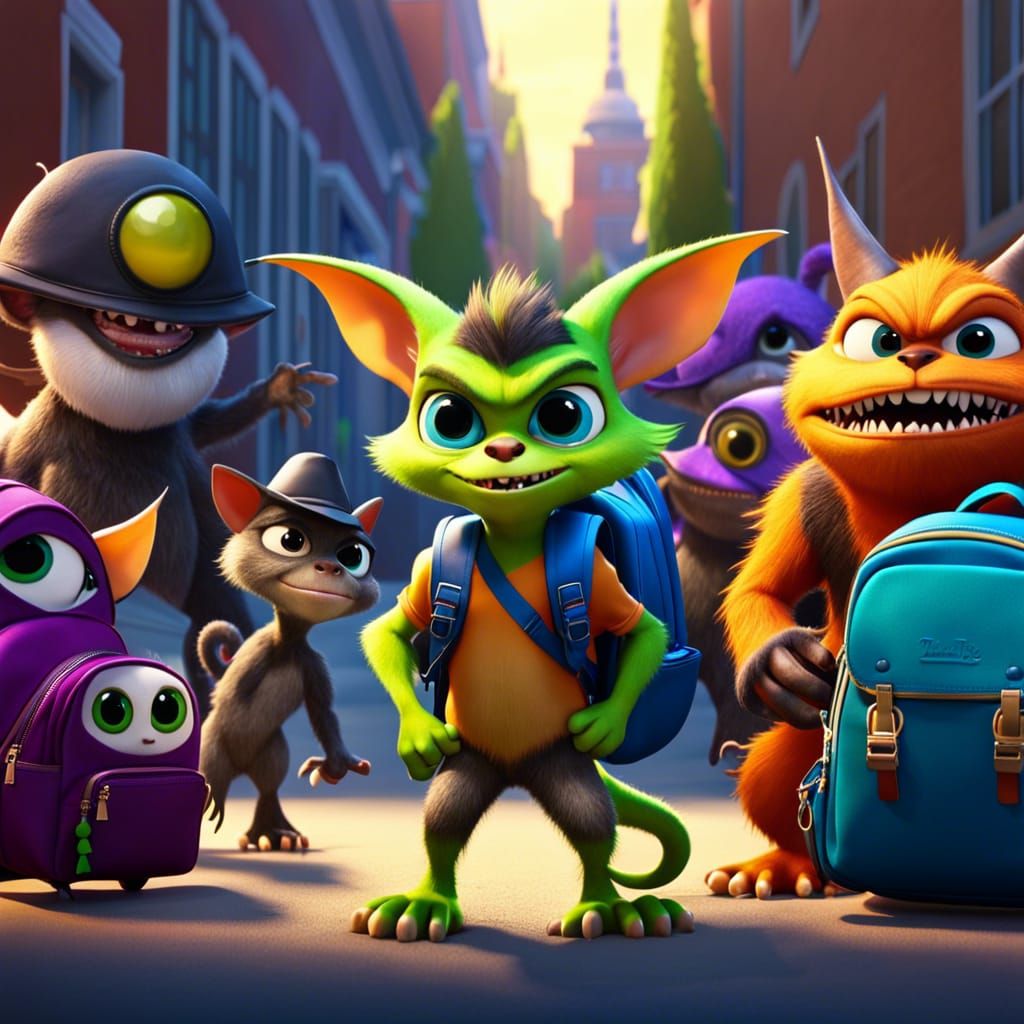 Cute Gremlin's First Day of School