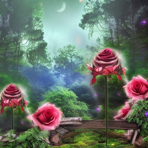 #0045 Forest Mist Red Roses