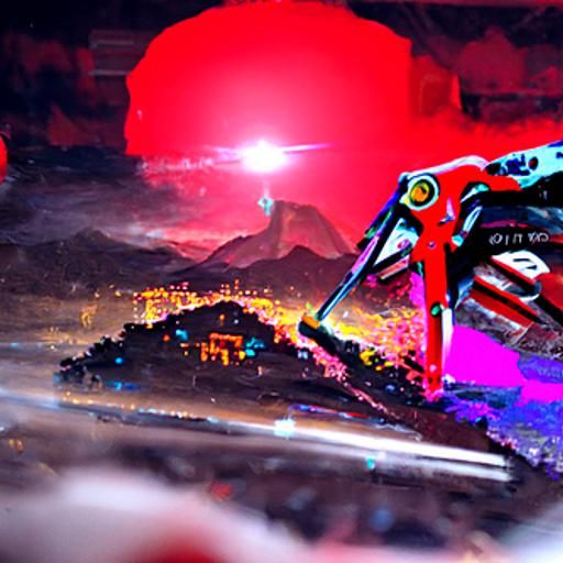 Depressed God in Cyberpunk Cityscape with Neon Lights