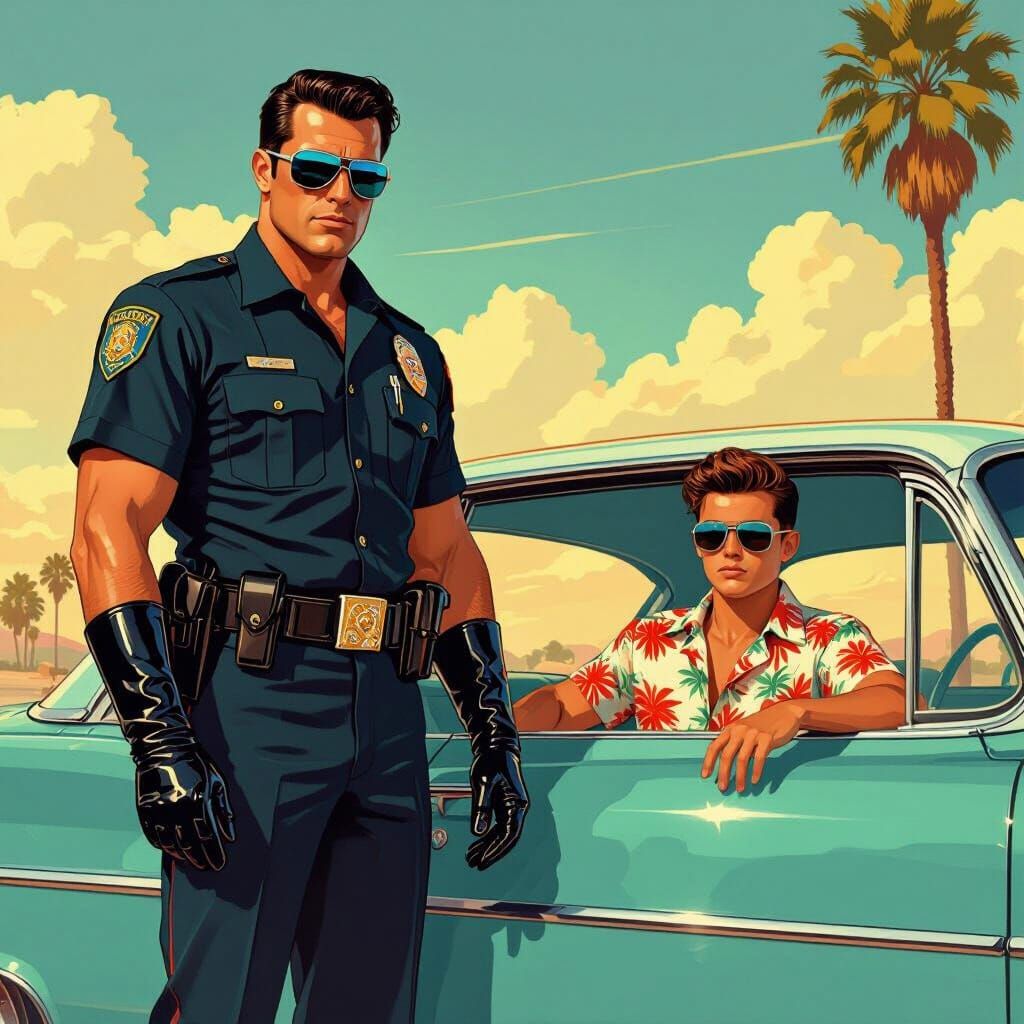 1950s L.A. Cop Confronts Teenager in Film Noir Style