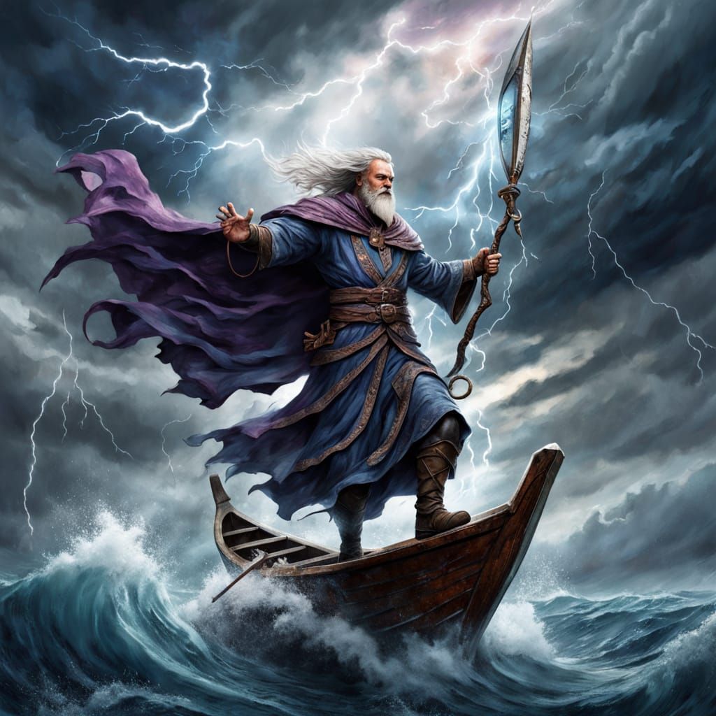 Storm-Wizard Sails Through Tempestuous Skies in Epic Fantasy...