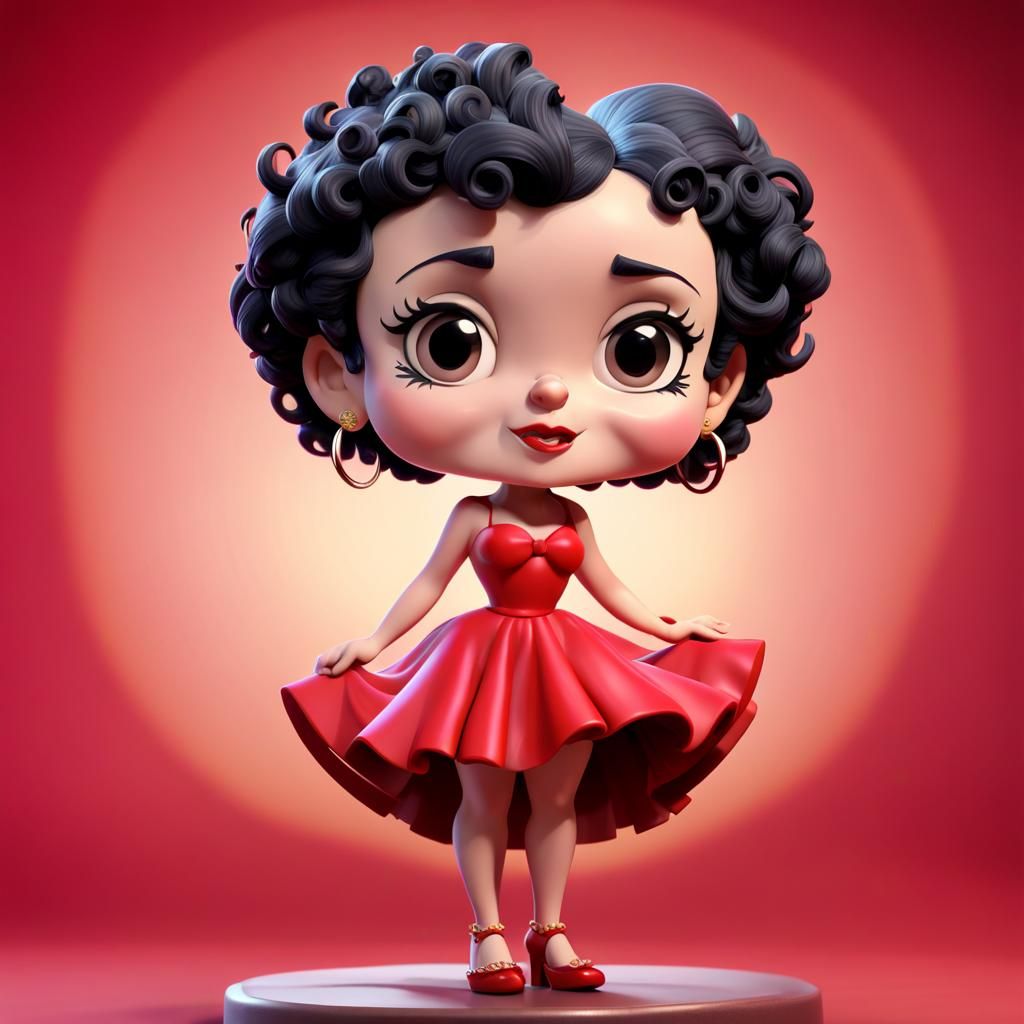 Betty Boop Bobblehead in 3D Digital Art Style
