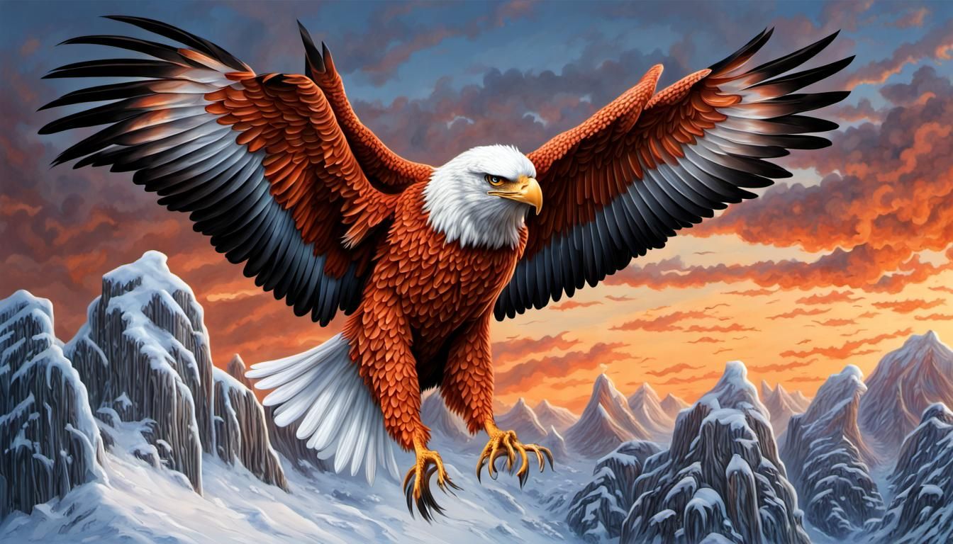 Photorealistic Fire and Ice Phoenix with Magic