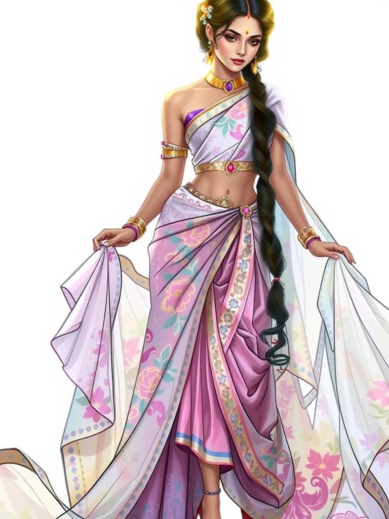 Indian Princess in Opulent Palace Garden