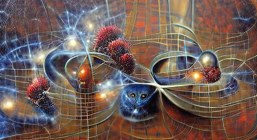 Quantum Entanglement Simulation in Space Art Style