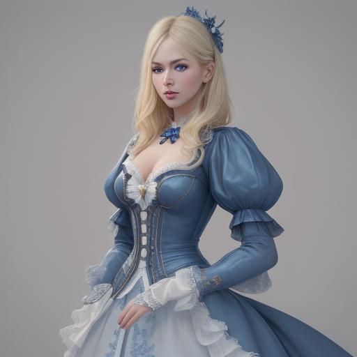 Blue-Eyed Blonde in Detailed Fashion Illustration