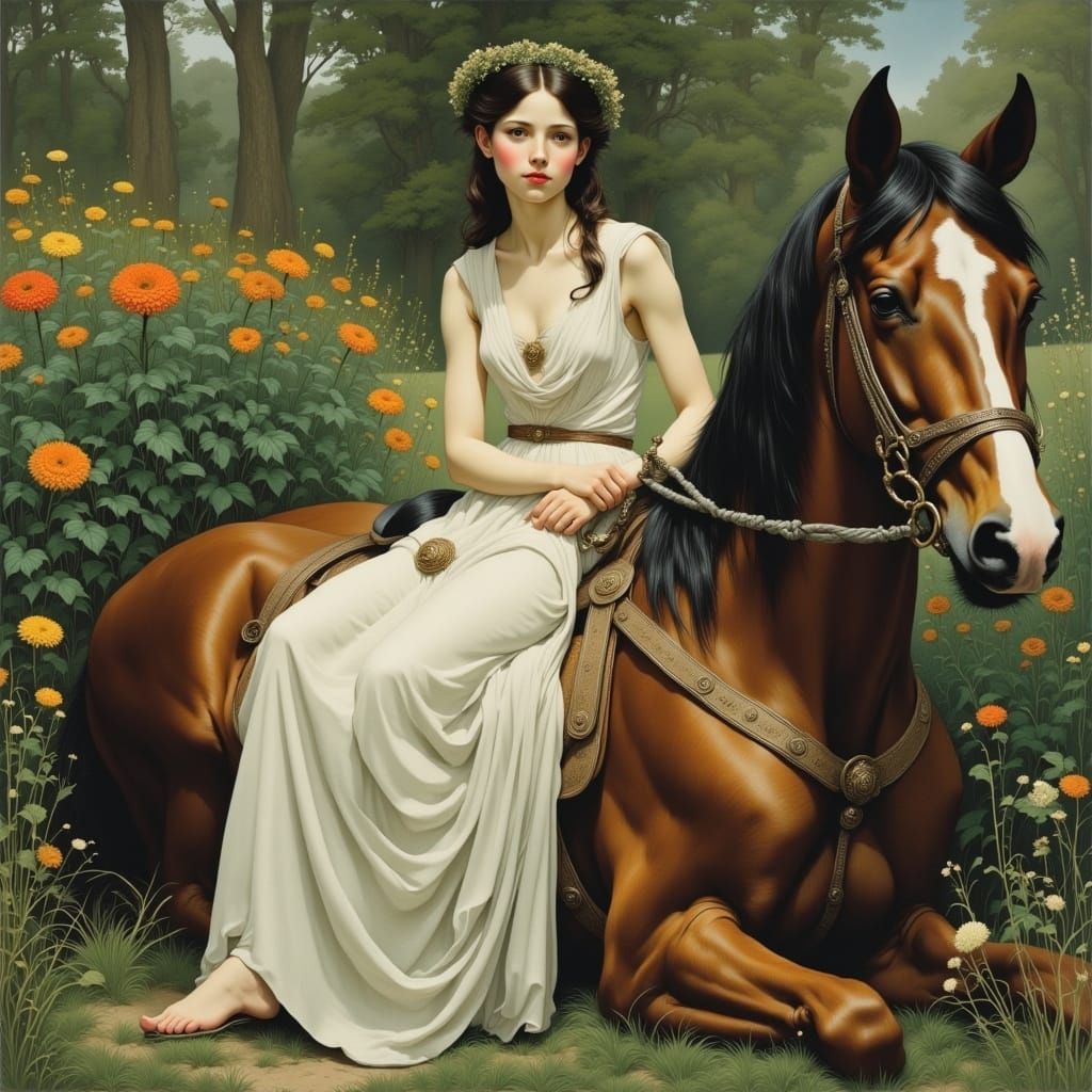 Epona, Roman Goddess of Horses in Realism Style