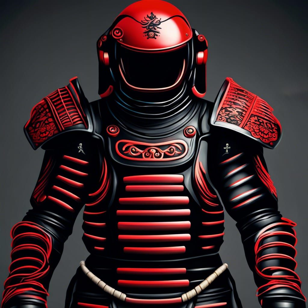 Astronaut Samurai Armor with Tattoo Design