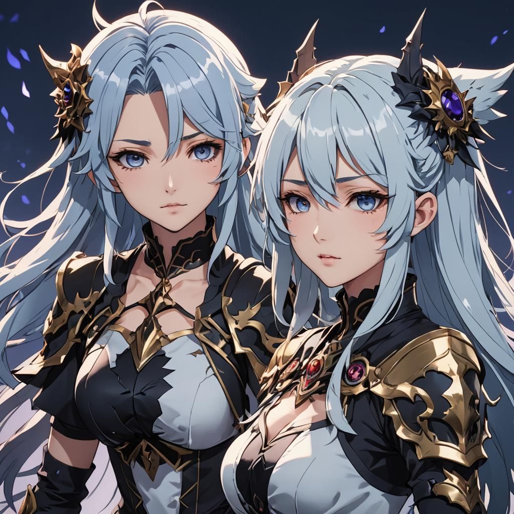 generates a girl based on 2 characters, Furina from Genshin ...