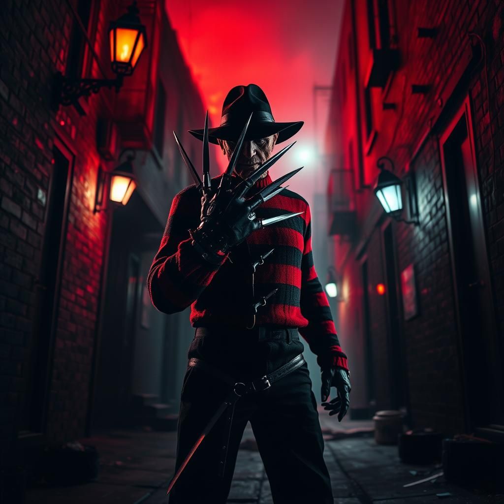 Menacing Freddy Krueger in Twisted Dreamscape