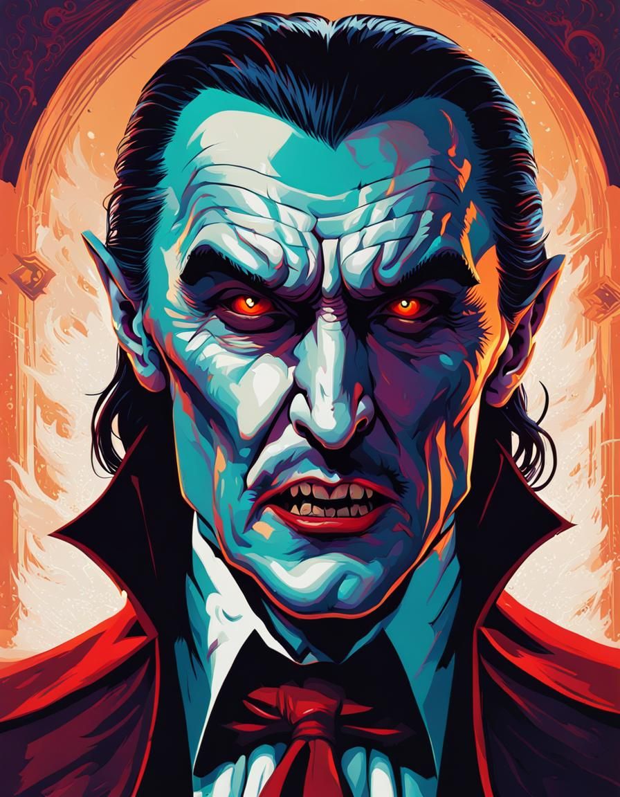 Dracula Mythical Fantasy in Frank Kozik Poster Style