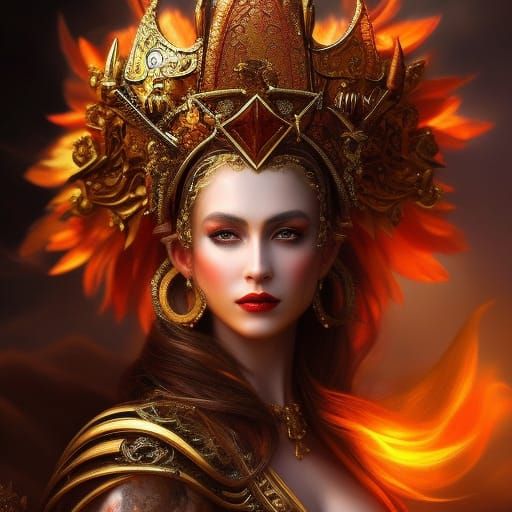 Goddess Freya Portrait in Baroque Surrealism