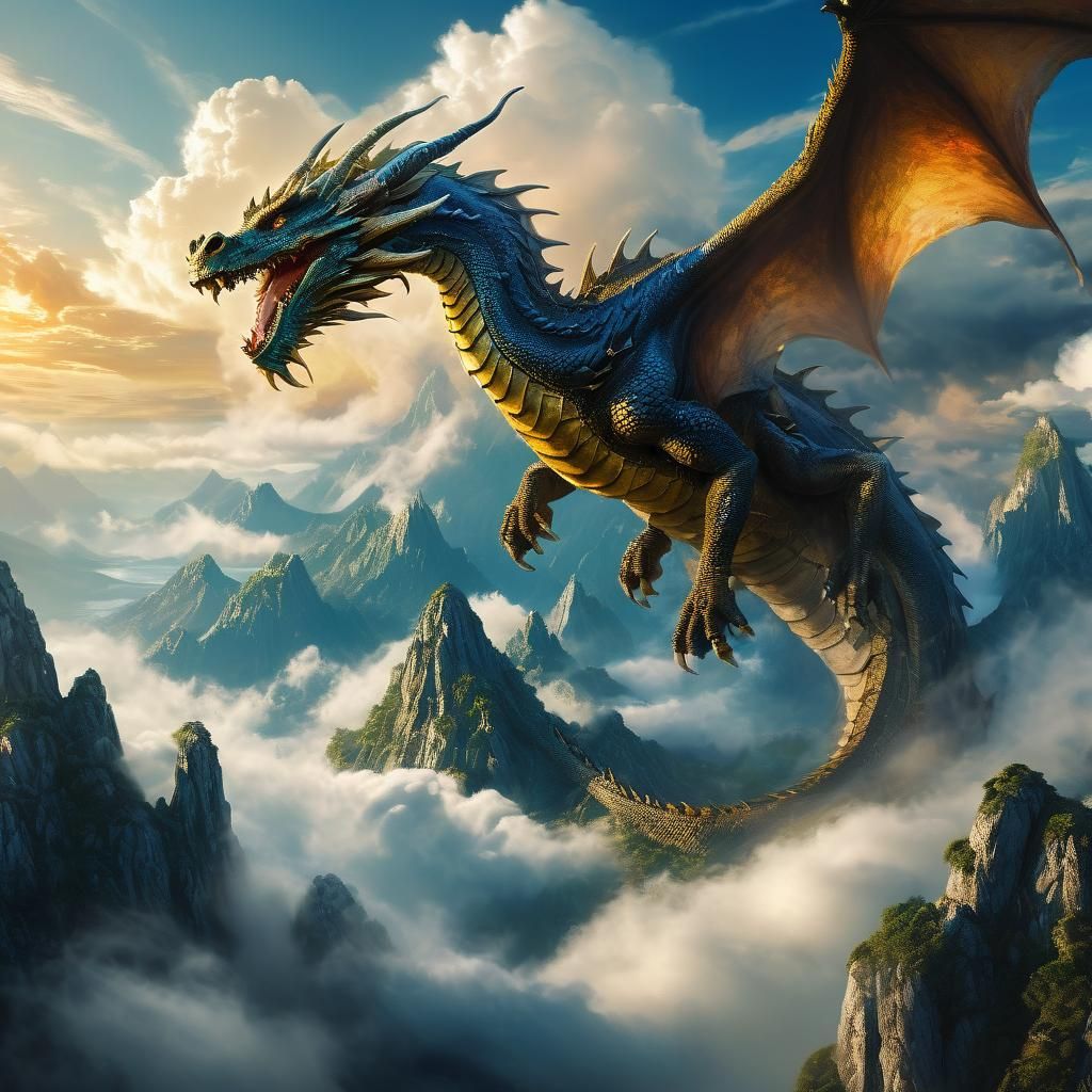 Chinese Dragon Flight: A Fantasy Matte Painting