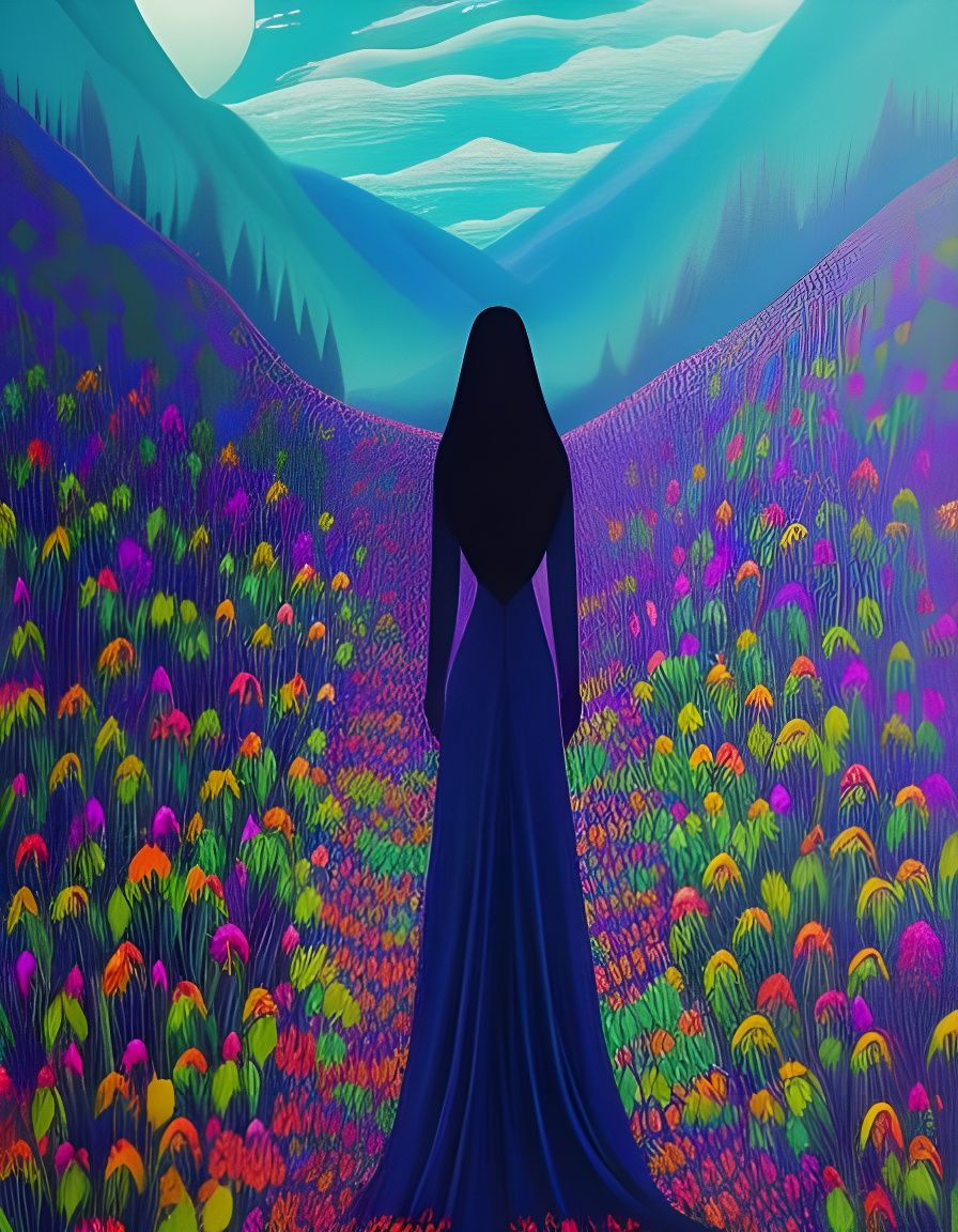 Intricate Line Art Woman in Dreamscape