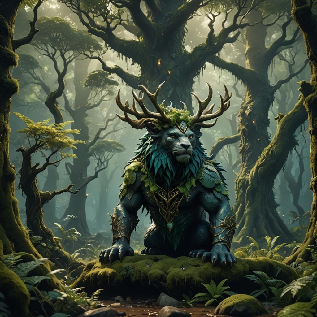 Earth Spirit Animal in Mystical Forest