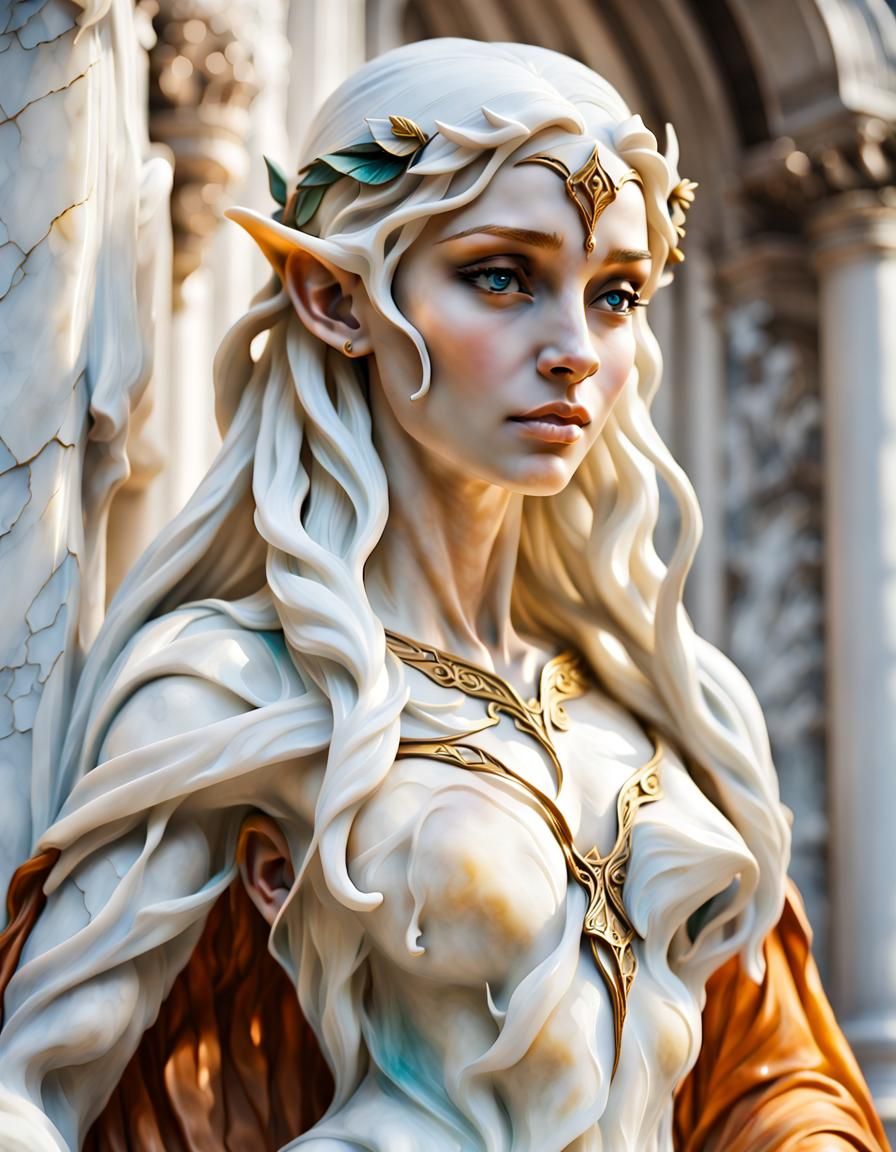 Cracked Marble Elf Statue 1