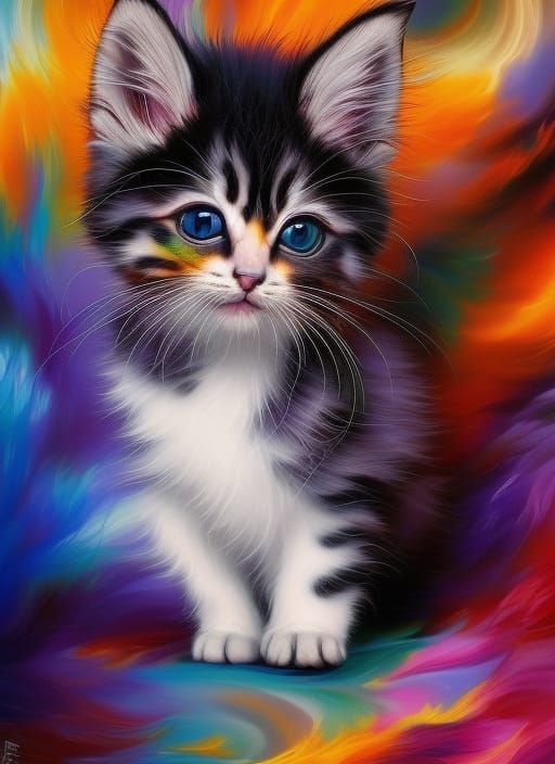 Iridescent Kitten Splash Art