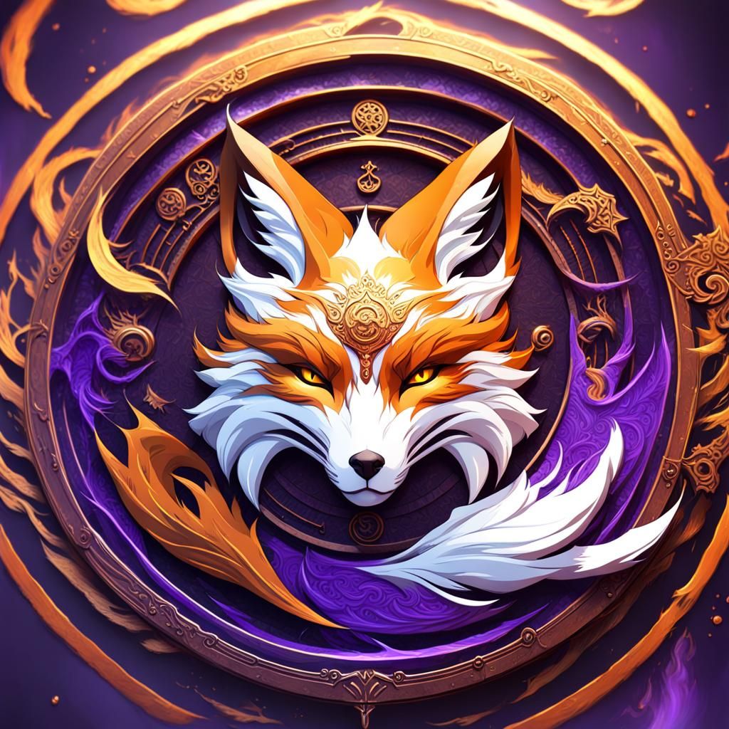 Nine-Tailed Fox with Yin Yang in Dark Fantasy Style