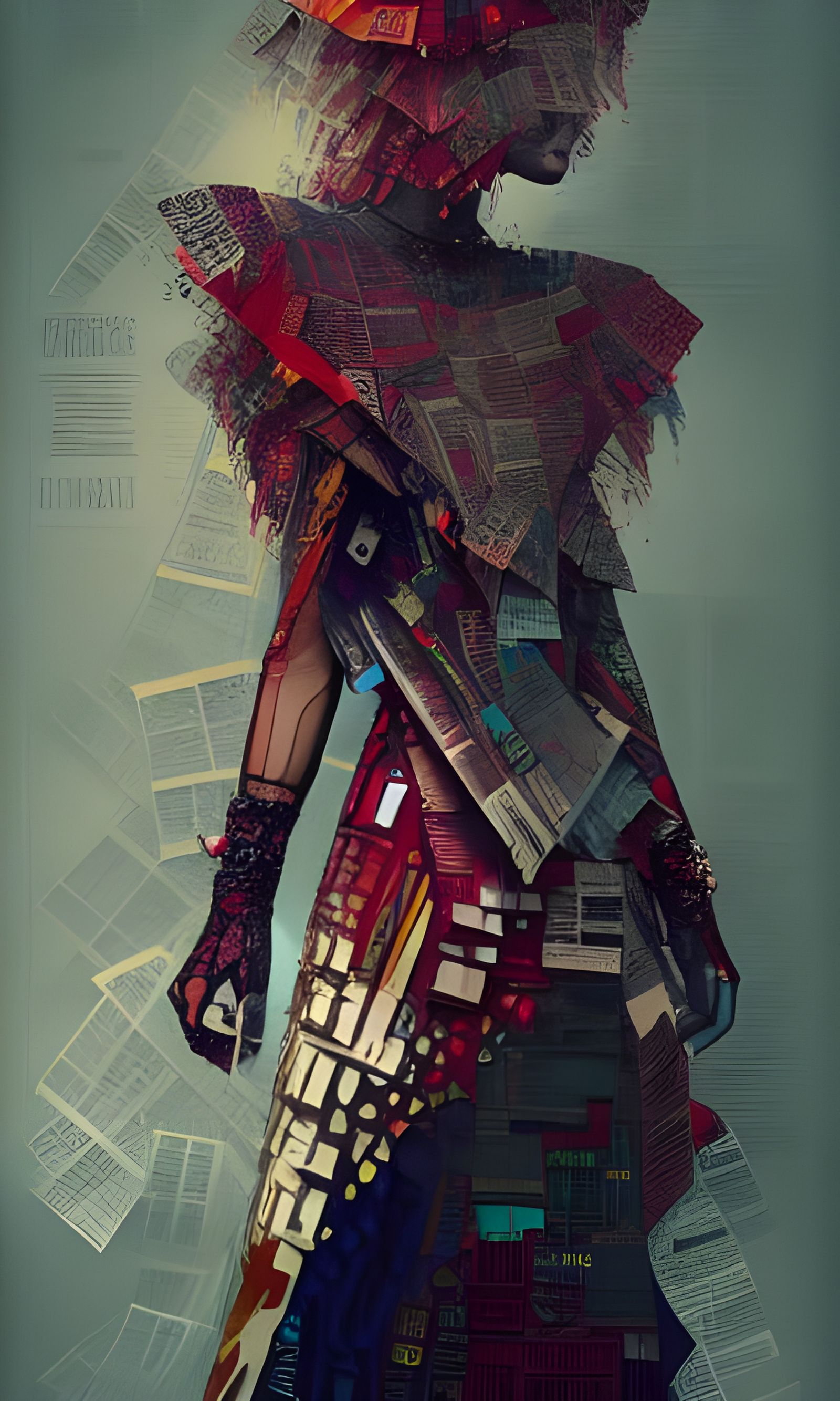 Bloodstained Newspaper Gown Photoillustration in Surreal Sty...