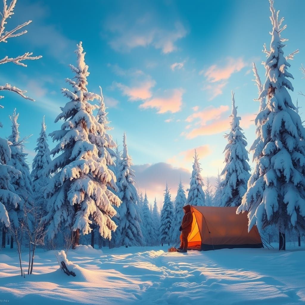 Ethereal Winter Solitude in Earthy Tones