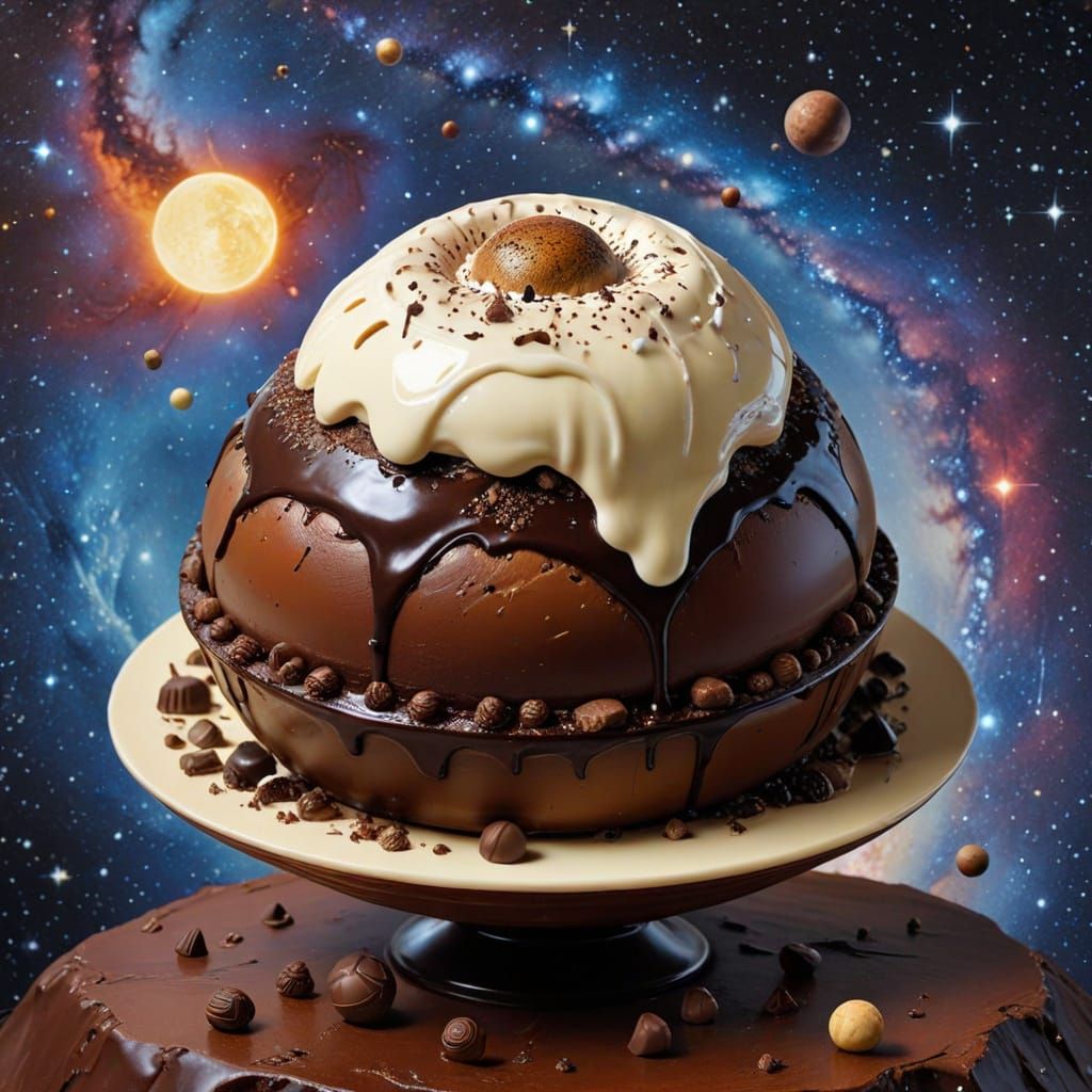 Chocolate Planet Dessert in Old Master Style