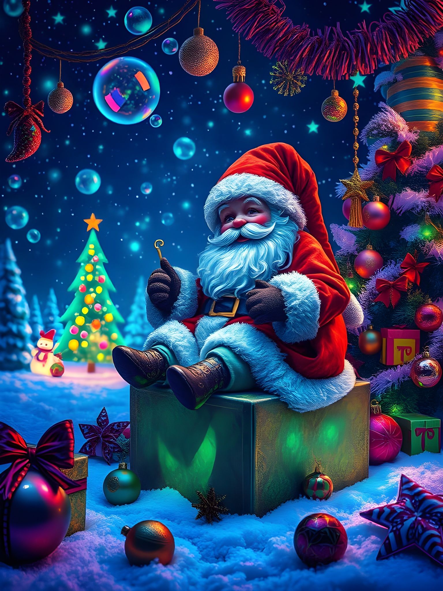 Enchanting Christmas Wonderland in Holographic Starscape