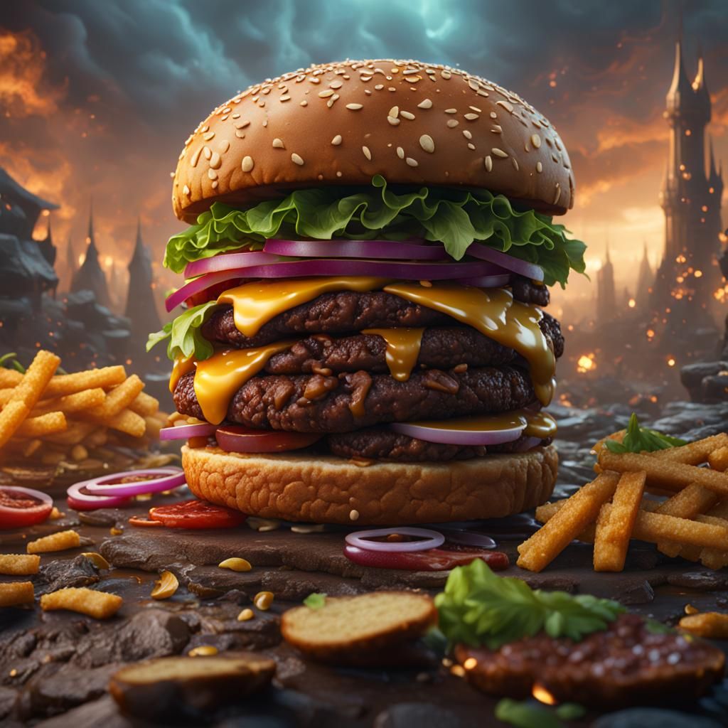 Detailed Burger Matte Painting in Unreal Engine 5