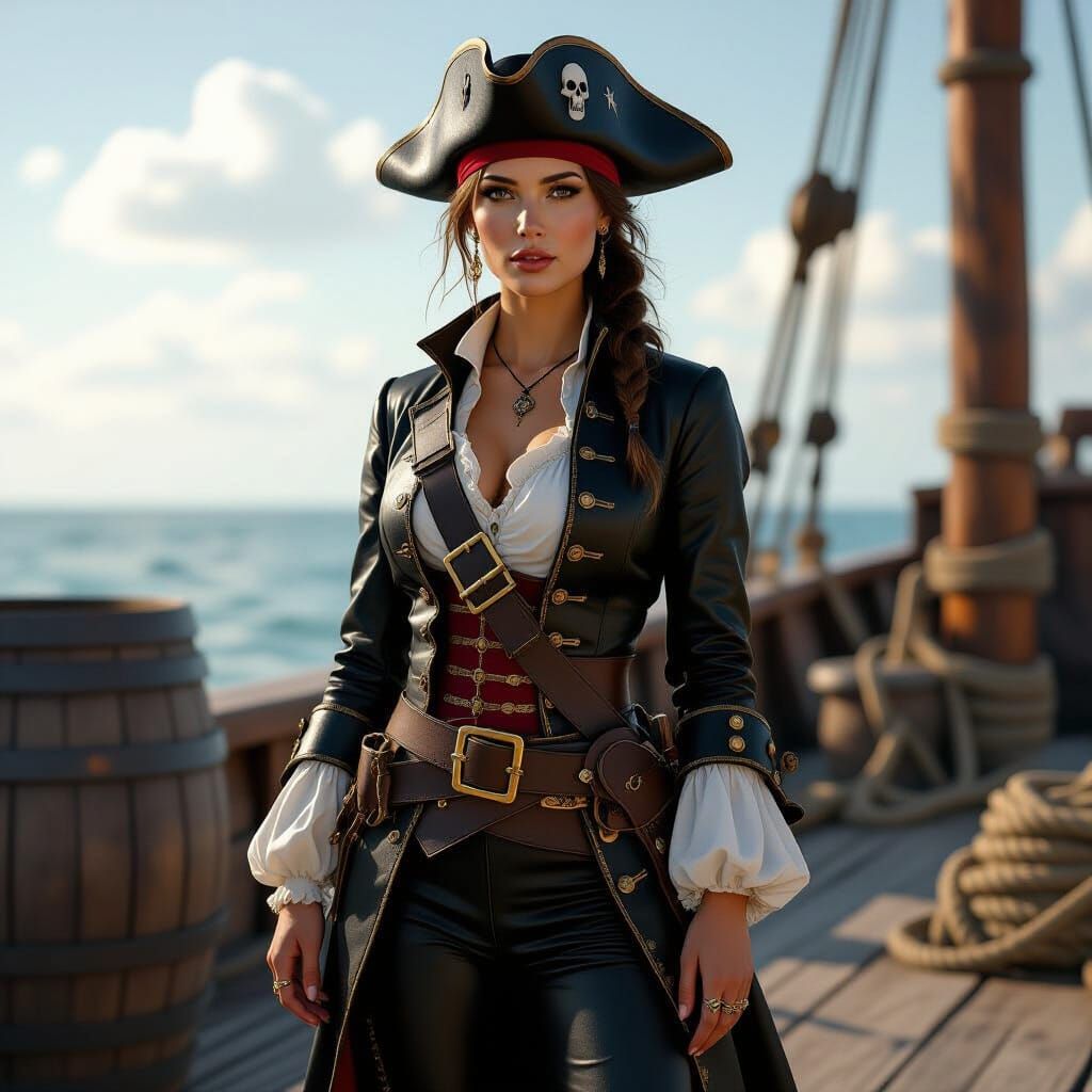 Realistic Female Pirate in 18th Century Style