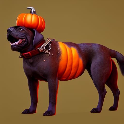 Dog in Halloween Costume: Fantasy Concept Art